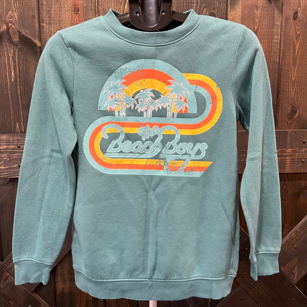 The Beach Boys Retro Graphic‎ Sweatshirt Size XS Teal Casual Boho Colorful Logo